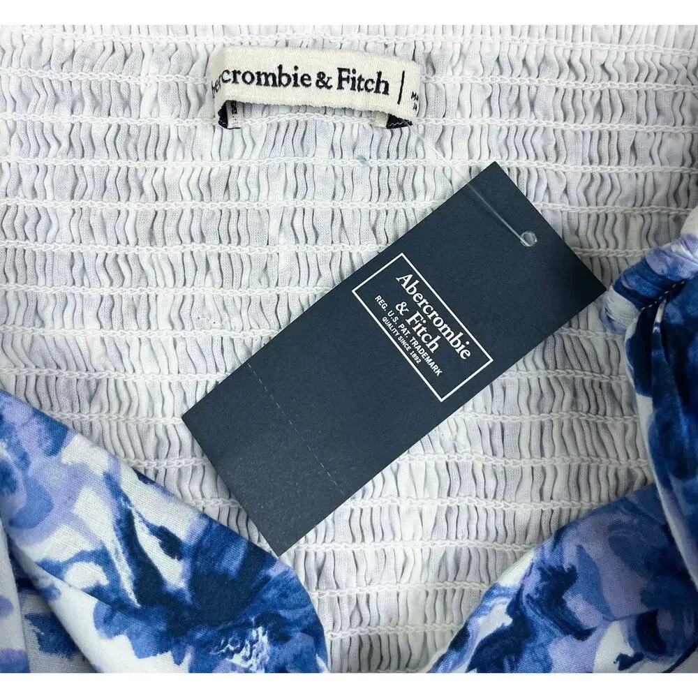 Abercrombie & Fitch Puff Sleeve Poplin Crop Top Romantic Coquette Size Small NWT